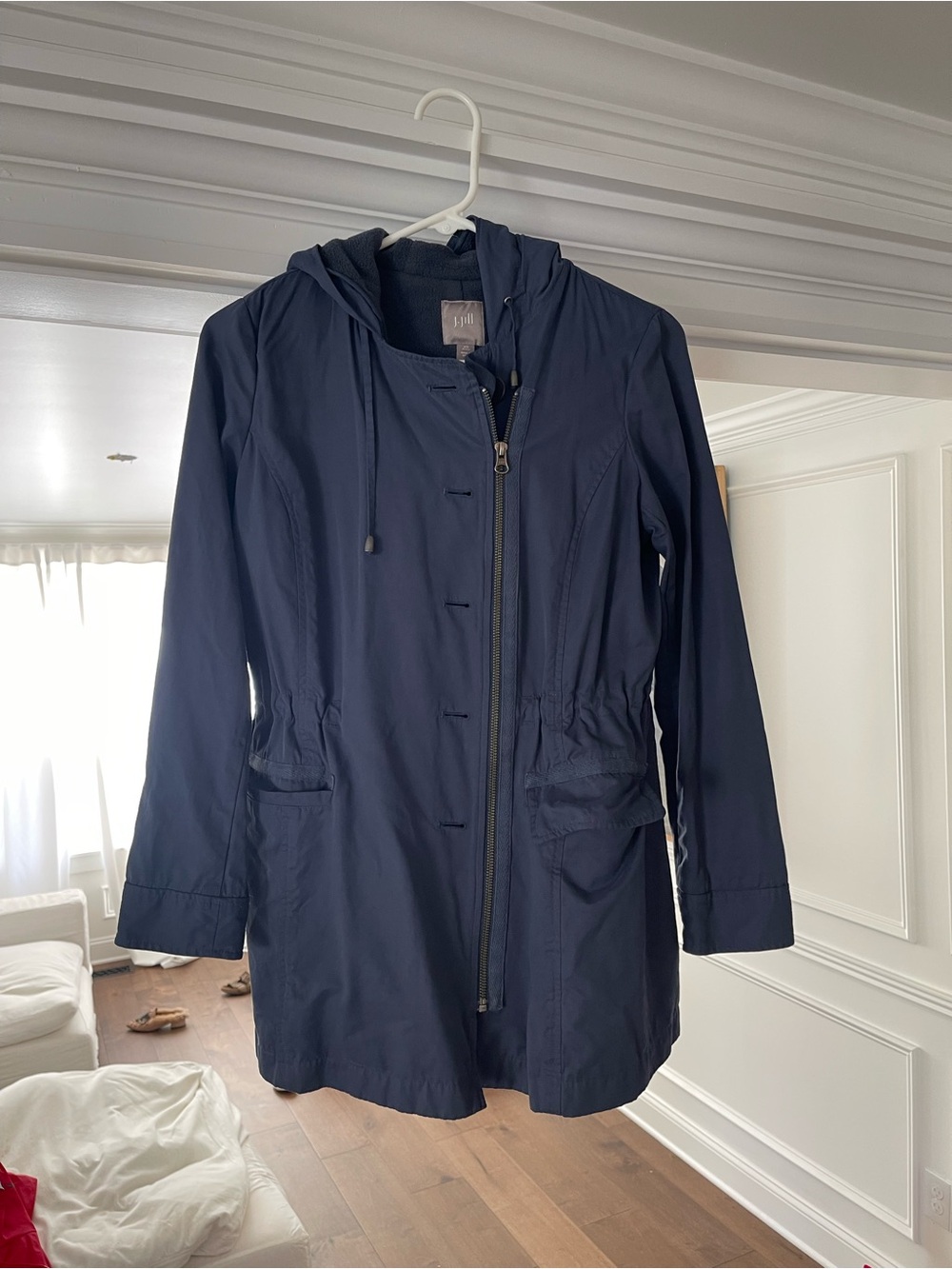 J. Jill Women's Navy Hooded Jacket - Lightweight Parka